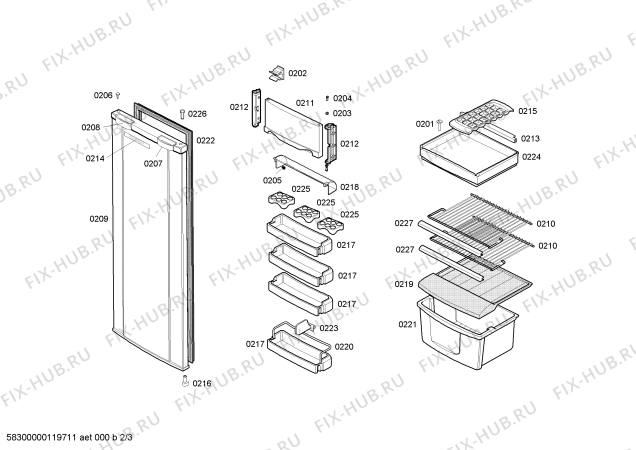 Схема №3 RSG305026N с изображением Дверь для холодильной камеры Bosch 00244886