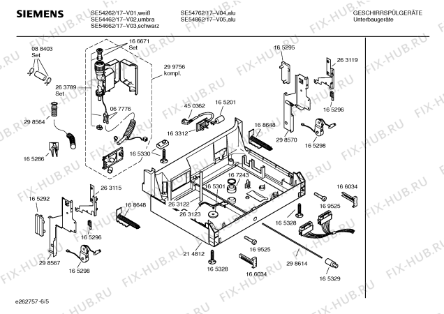 Взрыв-схема посудомоечной машины Siemens SE54262 - Схема узла 05