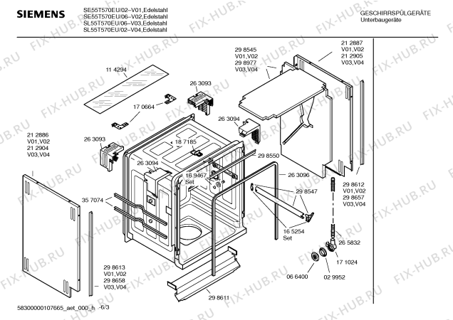 Схема №2 SL55T570EU с изображением Передняя панель для посудомойки Siemens 00439393