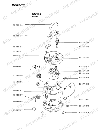 Взрыв-схема пылесоса Rowenta SC150 - Схема узла sc150_c_.FR1