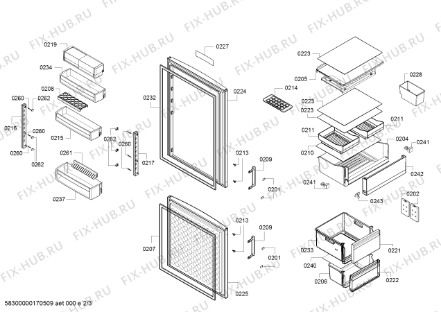 Схема №1 KGE58AW41N Bosch с изображением Дверь для холодильника Bosch 00713620