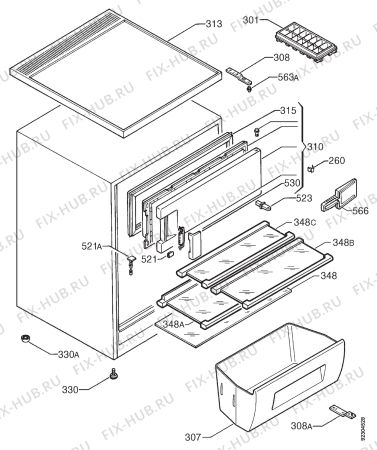 Взрыв-схема холодильника Electrolux ER6427T - Схема узла Housing 001