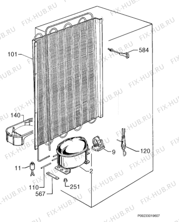 Взрыв-схема холодильника Zanker 445/193 - Схема узла Cooling system 017