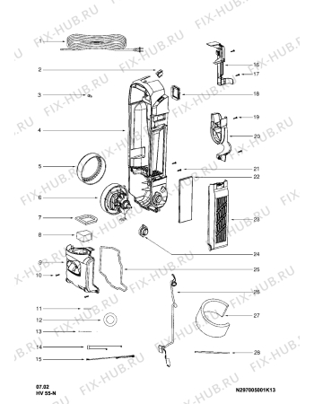 Взрыв-схема пылесоса Electrolux Z5749 - Схема узла Cabinet + Electrical Equipment