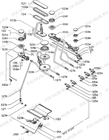 Взрыв-схема плиты (духовки) Electrolux G5590 - Схема узла Functional parts 267