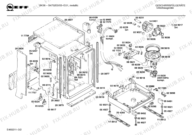 Схема №2 S4752W0 sk55 с изображением Внешняя дверь для посудомоечной машины Bosch 00204397