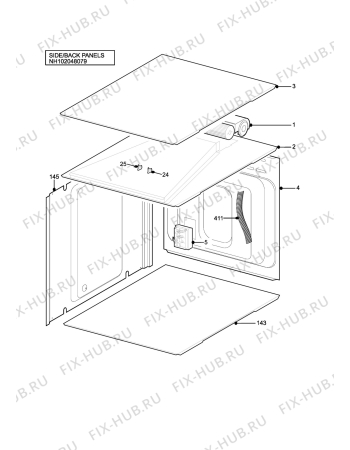 Взрыв-схема плиты (духовки) Electrolux EOS5330RX - Схема узла H10 Side/Back Panel