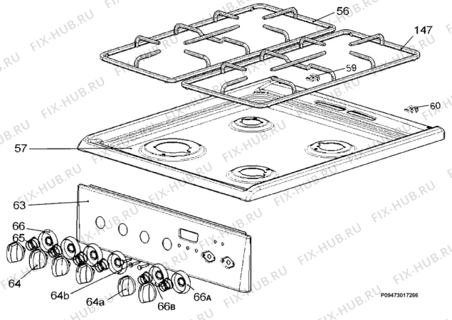 Взрыв-схема плиты (духовки) Electrolux EKC5610XB - Схема узла Section 4