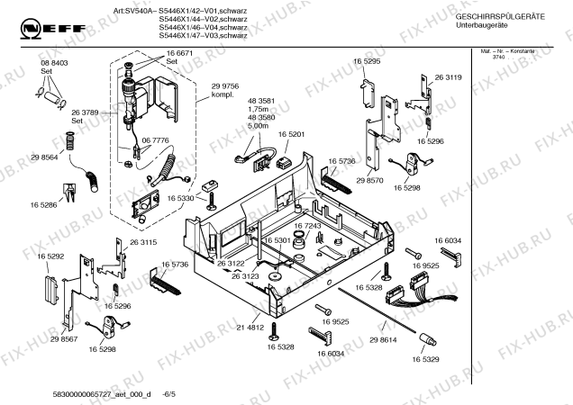 Схема №4 S5446X1 Art:SV540A с изображением Инструкция по эксплуатации для электропосудомоечной машины Bosch 00582988