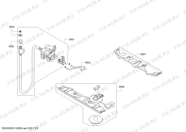 Взрыв-схема стиральной машины Bosch WAS28441ME Logixx 8 Sensitive aquastop 8kg - Схема узла 05