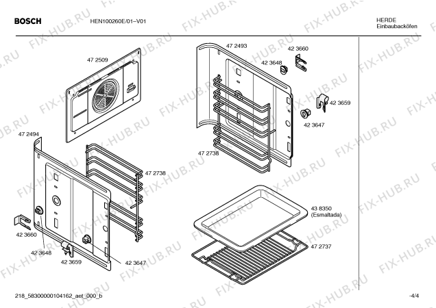 Взрыв-схема плиты (духовки) Bosch HEN100260E - Схема узла 04