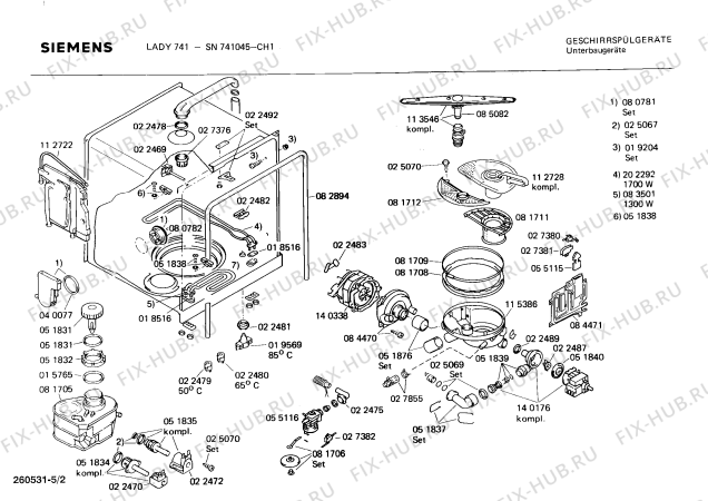 Взрыв-схема посудомоечной машины Siemens SN741045 - Схема узла 02