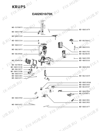 Взрыв-схема кофеварки (кофемашины) Krups EA829D10/70K - Схема узла IP005409.0P2