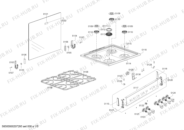 Схема №4 FP125I18SC COCINA CX681 INOX с изображением Панель для плиты (духовки) Bosch 11012099