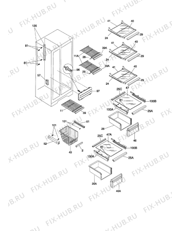 Взрыв-схема холодильника Aeg MTRS225WGW2 - Схема узла Internal parts refrigerator