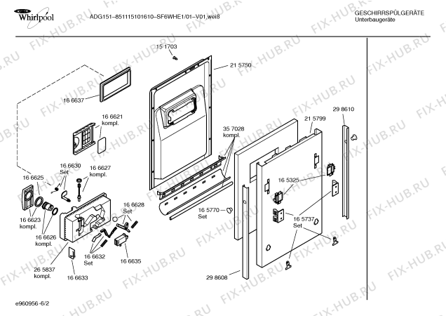 Взрыв-схема посудомоечной машины Whirlpool SF6WHE1 ADG151 - Схема узла 02