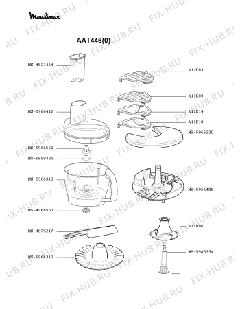 Взрыв-схема кухонного комбайна Moulinex AAT446(0) - Схема узла XP000464.1P3