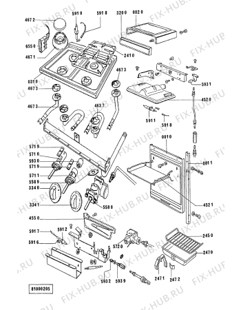 Схема №1 ACM 262/1 WH с изображением Переключатель для плиты (духовки) Whirlpool 481927618311