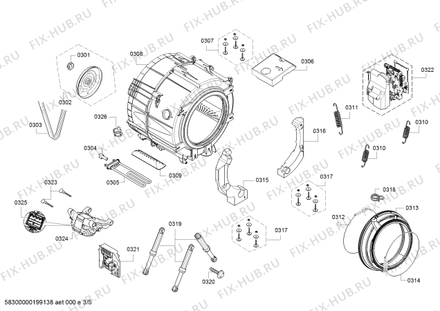 Взрыв-схема стиральной машины Bosch WAT24662TR - Схема узла 03