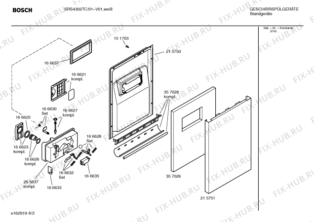 Взрыв-схема посудомоечной машины Bosch SRS4302TC - Схема узла 02