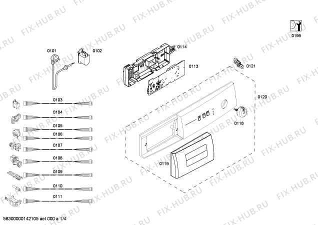 Схема №1 4TS750XT с изображением Панель управления для стиральной машины Bosch 00660127