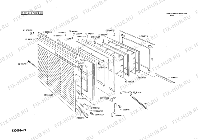 Схема №2 0750842020 GEH64S с изображением Головка поджига для плиты (духовки) Bosch 00020005
