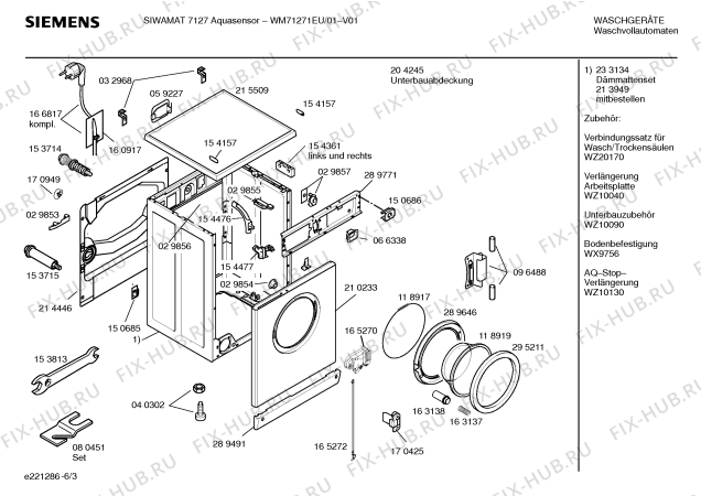 Схема №3 WM71271EU SIWAMAT 7127 Aquasensor с изображением Инструкция по эксплуатации для стиральной машины Siemens 00521270