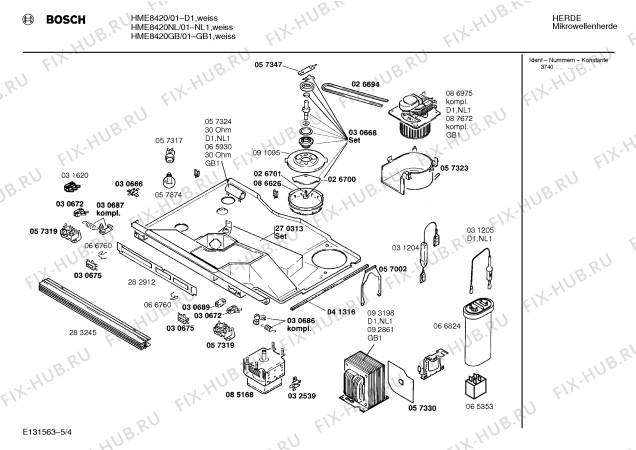 Взрыв-схема микроволновой печи Bosch HME8420 - Схема узла 04