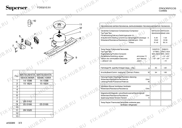 Взрыв-схема холодильника Superser FDS321E FDS321 - Схема узла 03