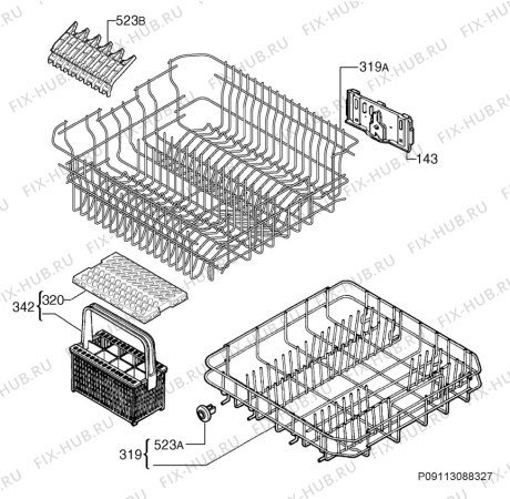 Взрыв-схема посудомоечной машины Zanker ZKS64010X - Схема узла Basket 160
