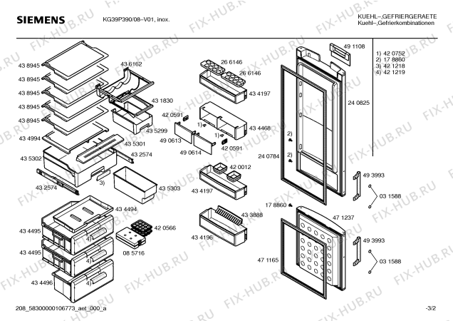 Схема №2 KG36P390 с изображением Цокольная панель для холодильника Siemens 00441782