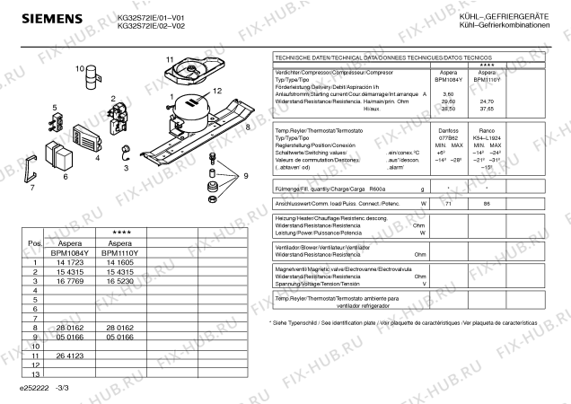 Взрыв-схема холодильника Siemens KG32S72IE - Схема узла 03