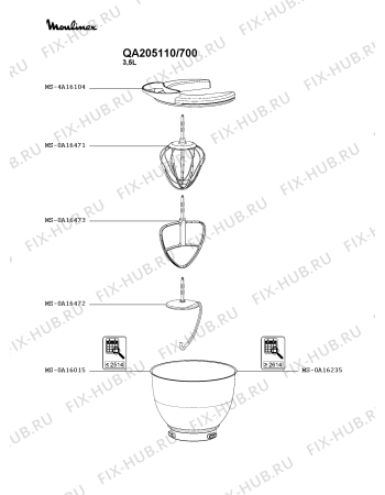 Взрыв-схема кухонного комбайна Moulinex QA205110/700 - Схема узла 5P004482.5P4