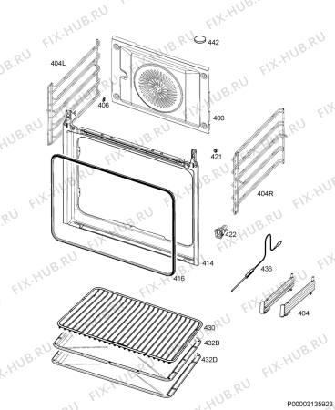 Взрыв-схема плиты (духовки) Electrolux EKP600X - Схема узла Oven