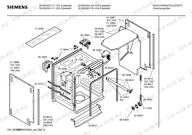 Схема №4 SE60A591 с изображением Инструкция по эксплуатации для посудомоечной машины Siemens 00586109