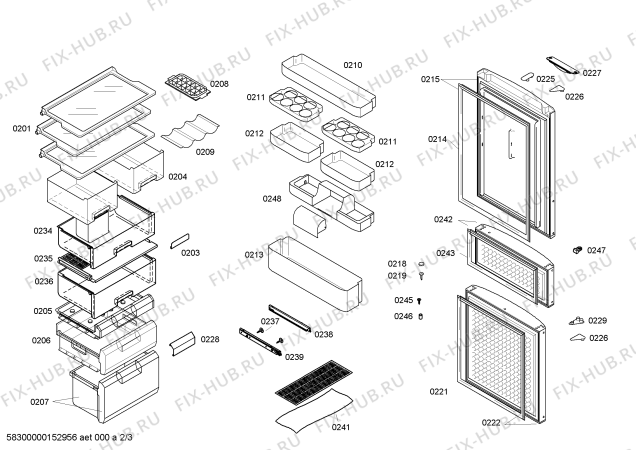 Схема №2 KKF25946TI с изображением Дверь для холодильной камеры Bosch 00710278