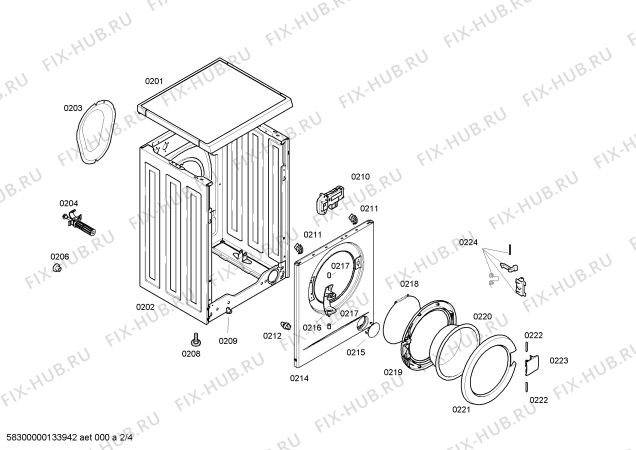 Взрыв-схема стиральной машины Bosch WAA28261NL - Схема узла 02