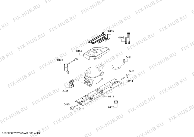 Взрыв-схема холодильника Bosch KGN56AI32N BOSCH - Схема узла 04