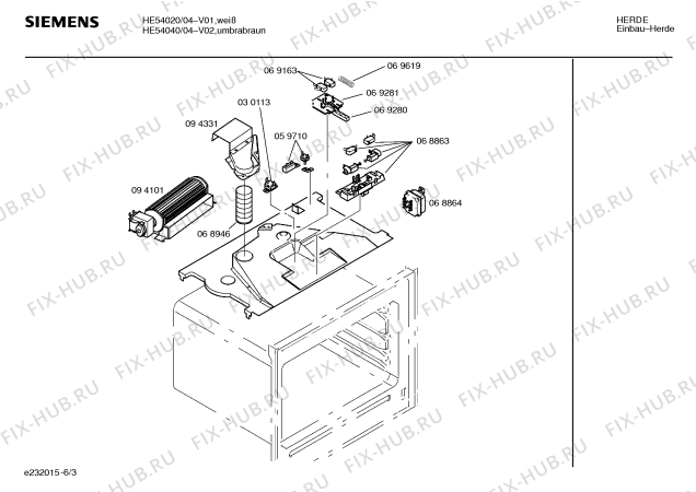 Схема №3 HE54020 с изображением Панель управления для плиты (духовки) Siemens 00285034