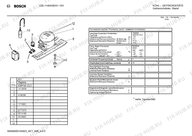 Взрыв-схема холодильника Bosch GSL11464GB - Схема узла 02