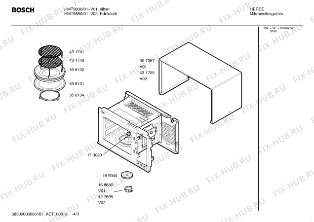Схема №2 HMT9820 с изображением Корпус для микроволновки Bosch 00367367