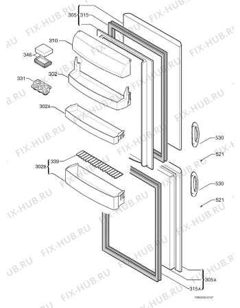 Взрыв-схема холодильника Zanker ZKK2661S - Схема узла Door 003
