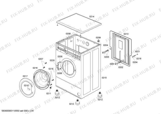 Взрыв-схема стиральной машины Bosch WFA106M10L - Схема узла 02