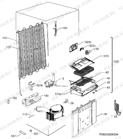 Взрыв-схема холодильника Electrolux ENF4452AOX - Схема узла Cooling system 017