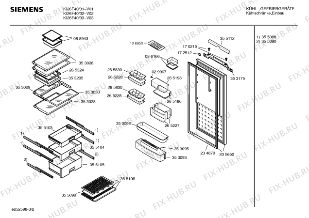 Взрыв-схема холодильника Siemens KI26F40 - Схема узла 02