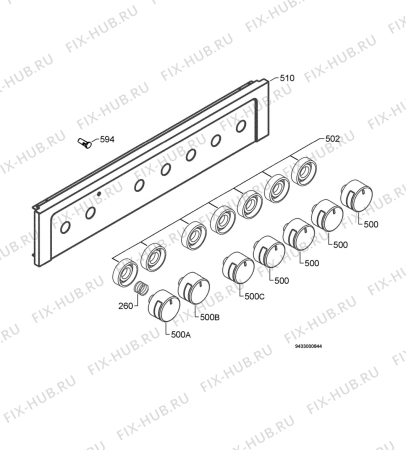 Взрыв-схема плиты (духовки) Rex Electrolux RKK661399X - Схема узла Command panel 037