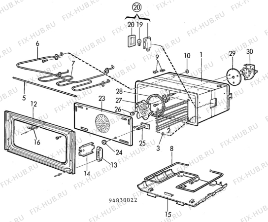 Взрыв-схема посудомоечной машины Electrolux CF7065 - Схема узла H10 Main Oven Cavity (large)