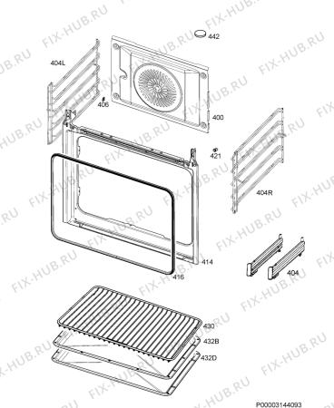 Взрыв-схема плиты (духовки) Electrolux EOZ3430BOX - Схема узла Oven