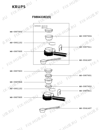 Взрыв-схема кофеварки (кофемашины) Krups F9884338D(0) - Схема узла DP001869.7P3