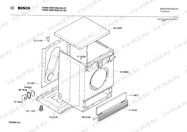 Взрыв-схема сушильной машины Bosch WMT4562 - Схема узла 02